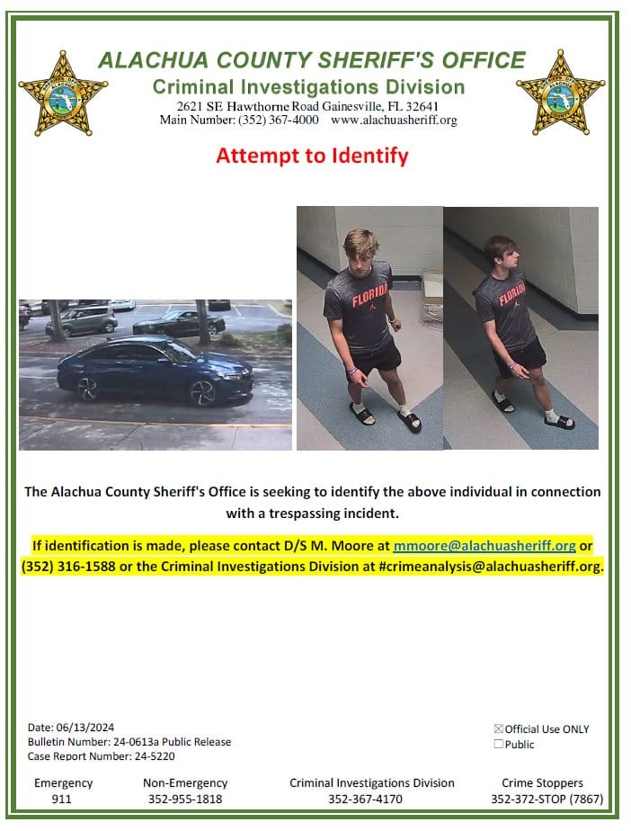 ACSO Asks For Help Identifying Trespassing Suspect