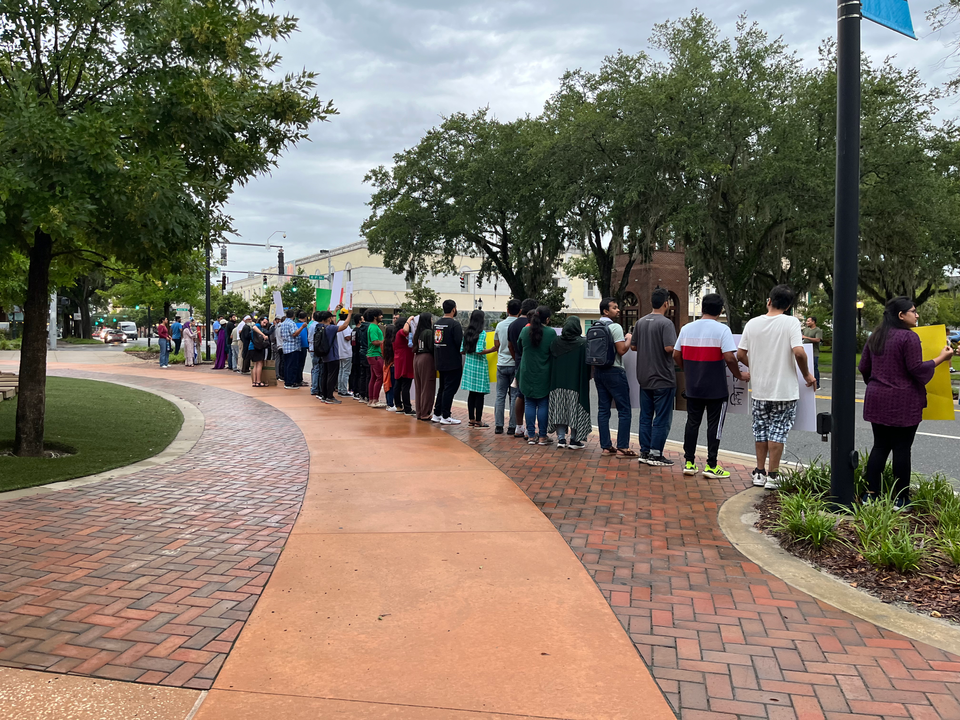 Bangladeshi Gainesville Residents Protest PM Sheikh Hasina at Bo Diddley Plaza