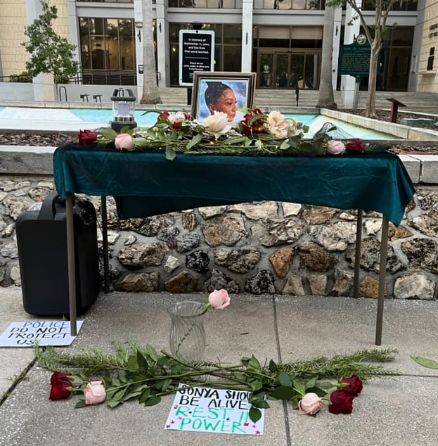 Local Residents Hold Candlelight Vigil For Sonya Massey in Downtown Gainesville